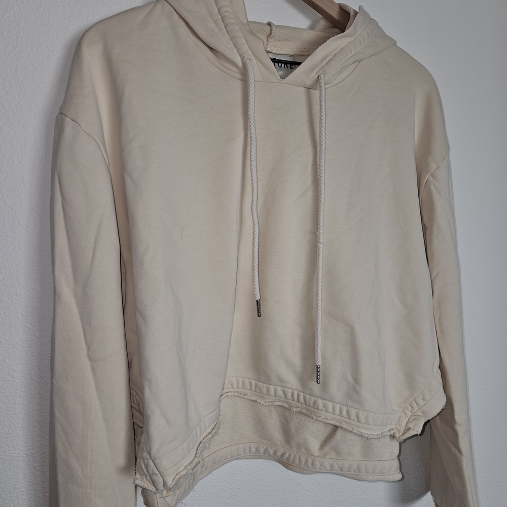 Signature Cream Hoodie with Drawstring Oversized